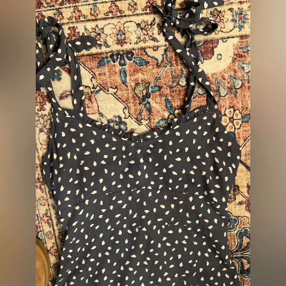 Abercrombie & Fitch Blue Polka Dot slitted Midi Dress, size XS - Picture 6 of 9